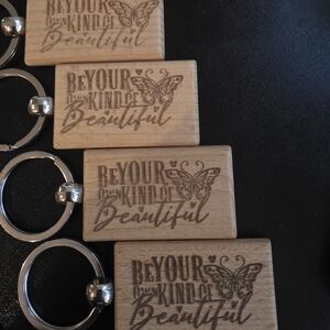 *NEW ENGRAVED [All 4]* Wooden Keychains with Inspirational Quote